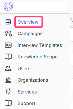 Sidebar menu with the Overview section