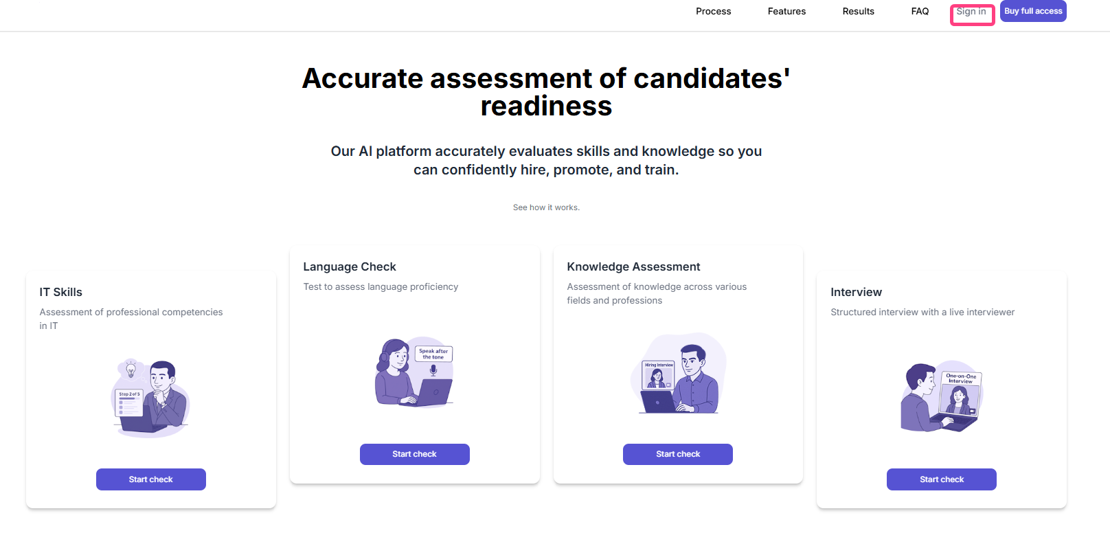 Welcome page with the sign-in button