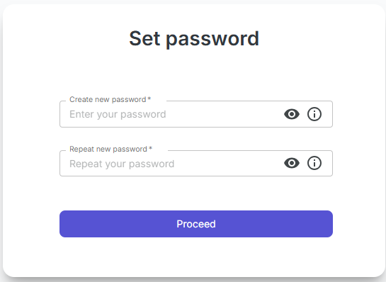 Invitation password setup page