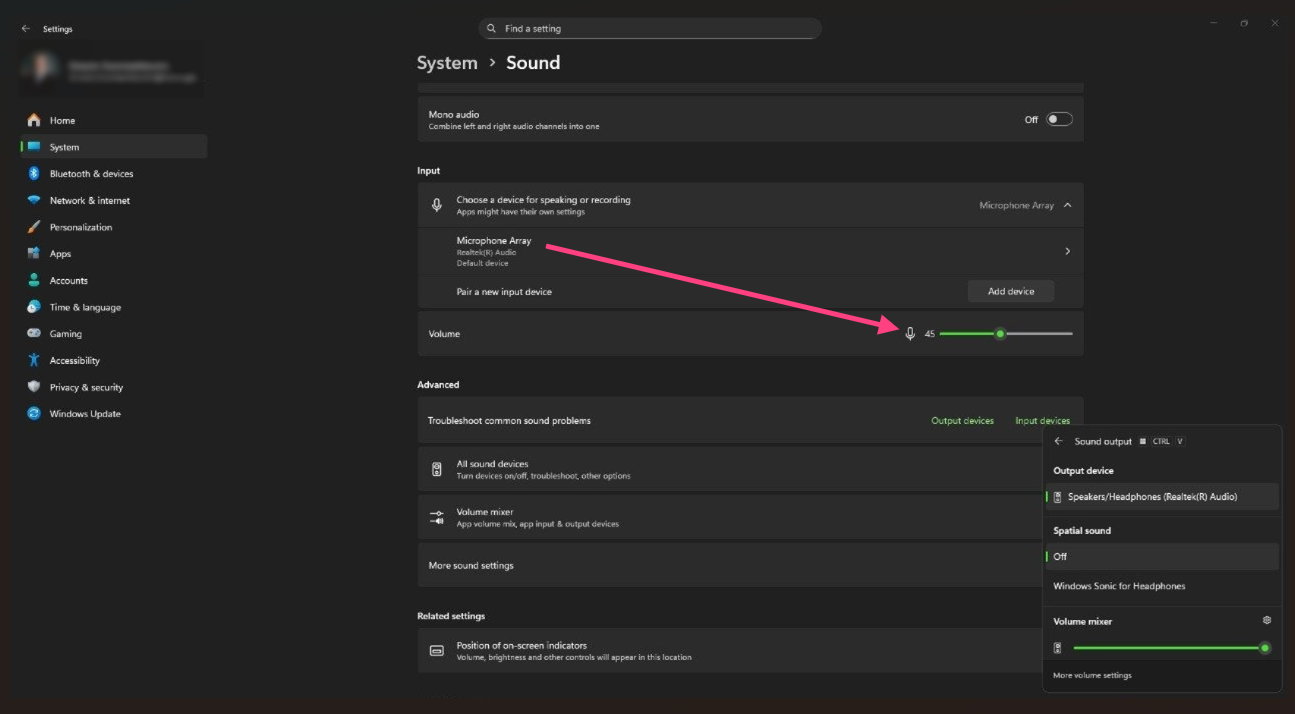 Windows 11: set maximum input volume
