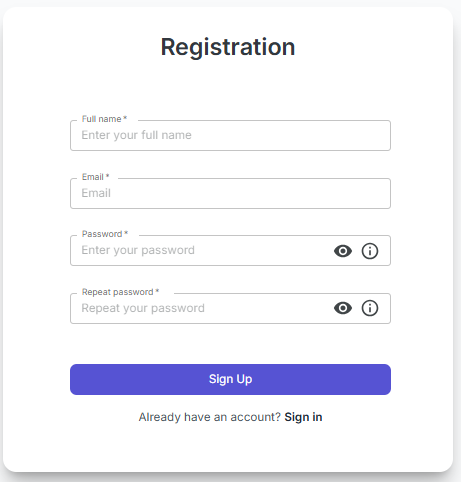 Navigation to the registration form